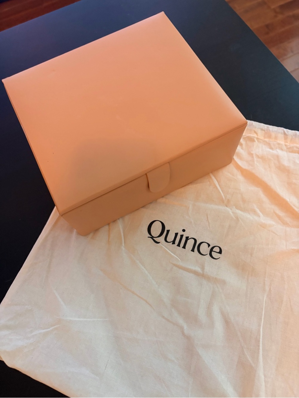 Quince Nude Calfskin Leather Jewelry Box Organizer with Dust Bag